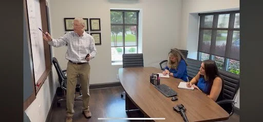 Staff training in conference room